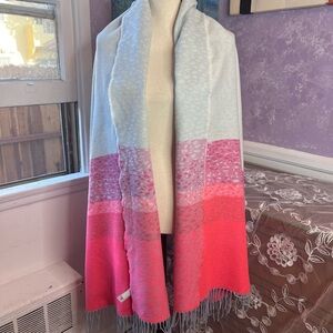 GAP Pink and Baby Blue Patterned Scarf 100% acetate